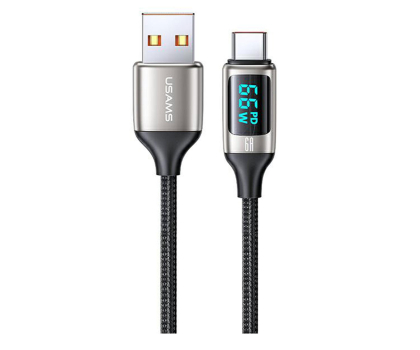 Kabel USAMS Kabel pleciony U78 USB-C 1,2m LED 6A Fast Charging biały